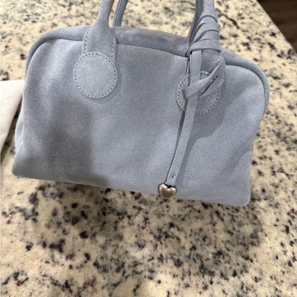 Margesherwood Handbags - Marge Sherwood Soft Bowler Bag in Icy Blue Suede